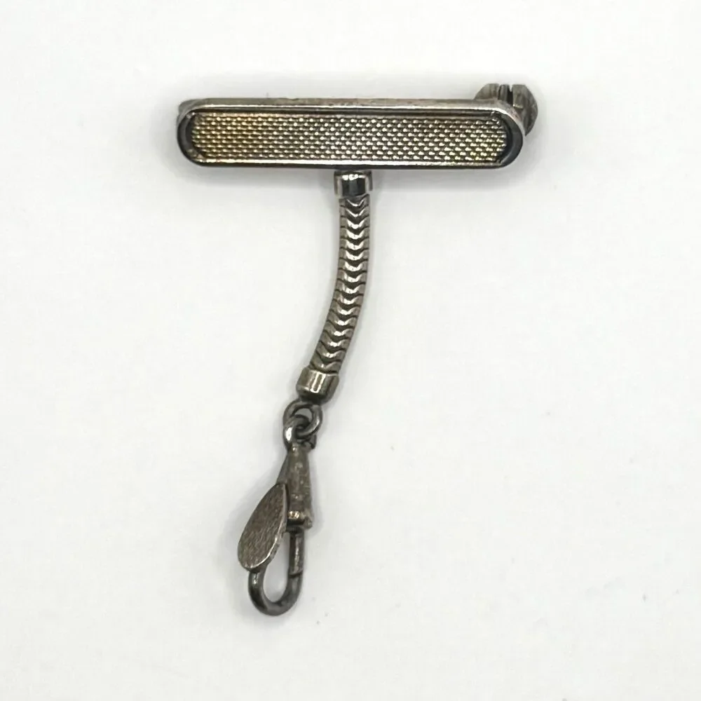 ANTIQUE Edwardian 800 Silver Ladies Pocket Watch Fob Brooch Albertina Signed GB